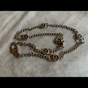Michael Kors Silver Plated MK Lock Chain Necklace & original dust bag